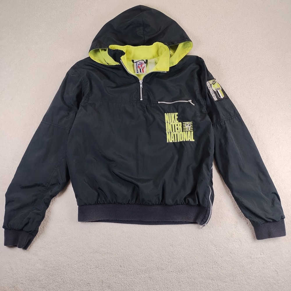 VTG Nike International Windbreaker Jacket Men's S 1/4 Zip Pullover Spell Out 90s